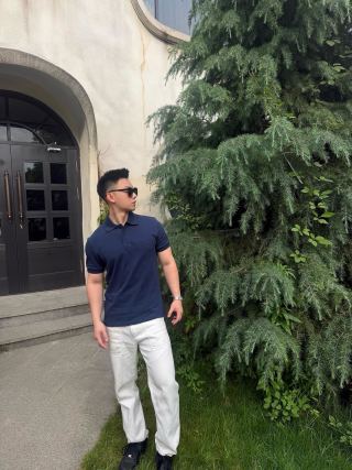 Essentials Navy Blue Short-Sleeve Polo Shirt view 5
