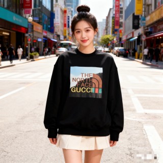 The North Face x Gucci Inspired Black Crewneck Sweatshirt