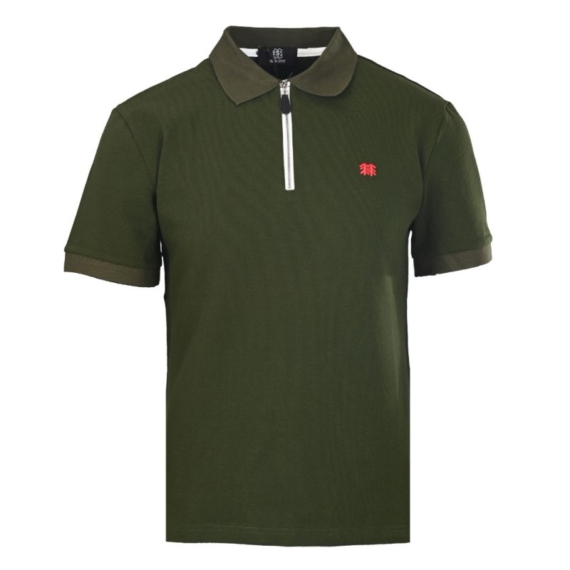 Burberry Forest Green Zip Polo Shirt view