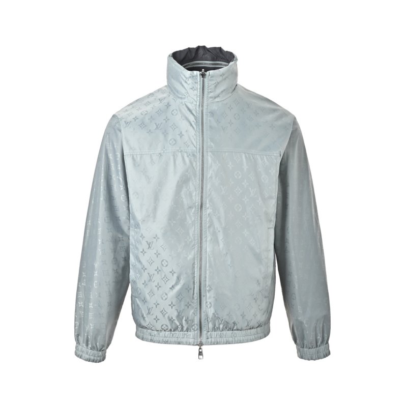 Light Blue Quilted Zip Jacket