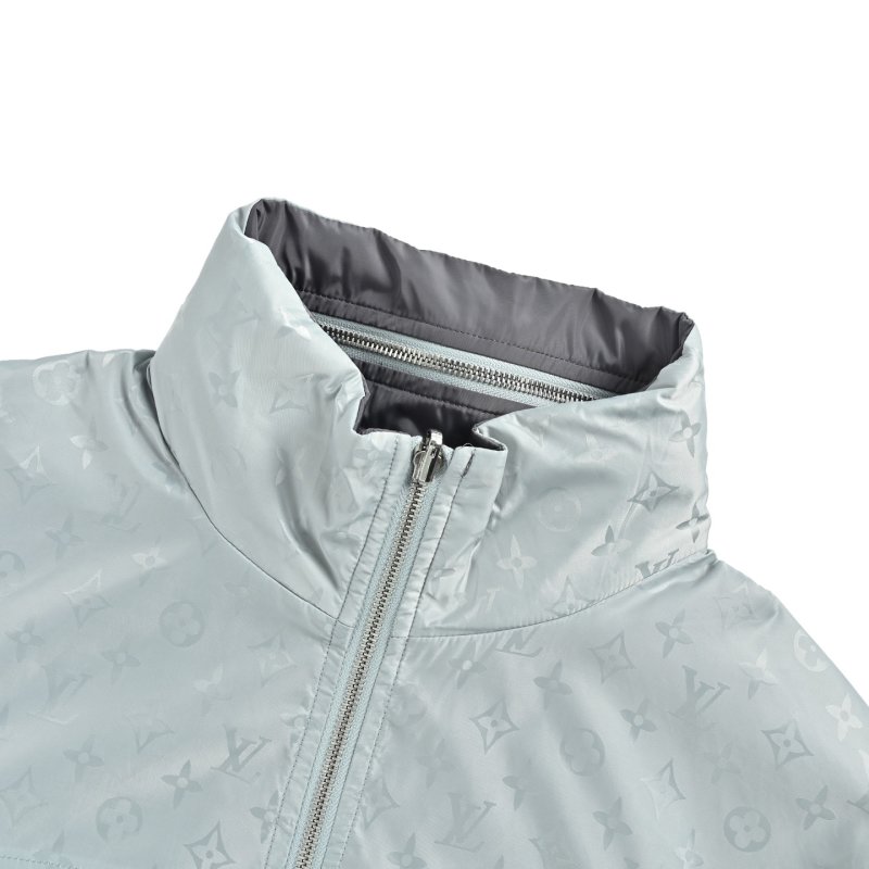 Light Blue Quilted Zip Jacket view