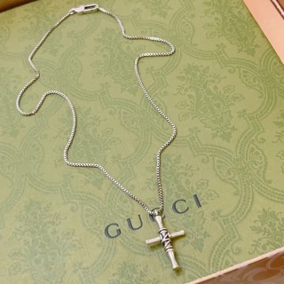 Gucci Anger Forest Double G Cross Pendant Necklace Silver view 1