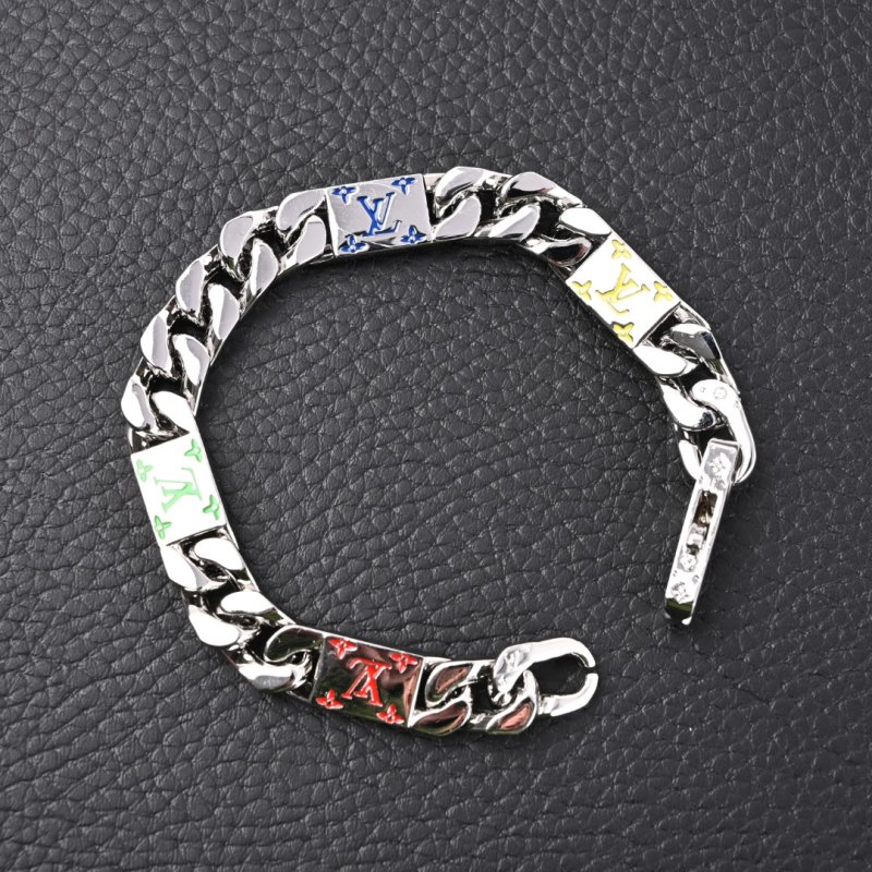 Louis Vuitton LV Mosaic Enamel Letter Metal Chain Bracelet