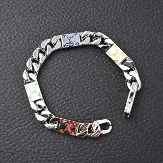 Louis Vuitton LV Mosaic Enamel Letter Metal Chain Bracelet view 1