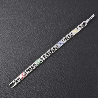 Louis Vuitton LV Mosaic Enamel Letter Metal Chain Bracelet view 2