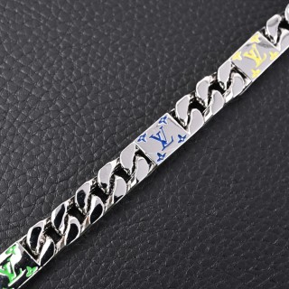 Louis Vuitton LV Mosaic Enamel Letter Metal Chain Bracelet view 3