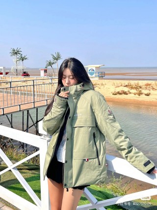 Sage Green Quilted Down Jacket with Hood view 3