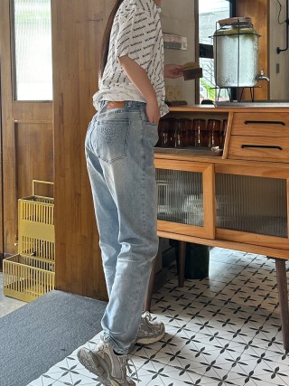 Premium Light Wash Straight-Leg Jeans view 4