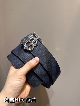 Burberry TB Reversible Leather Belt Navy view 3