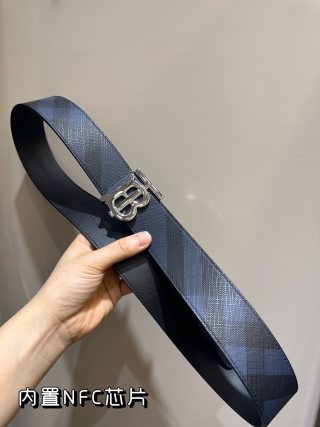 Burberry TB Reversible Leather Belt Navy view 7