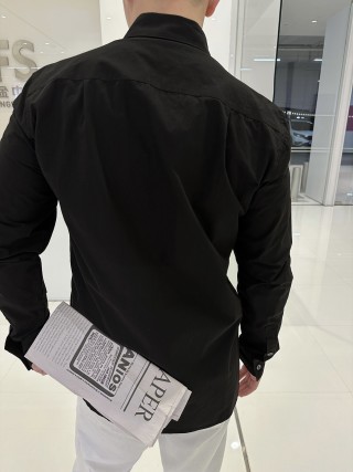 Black Long-Sleeve Button-Up Shirt view 4