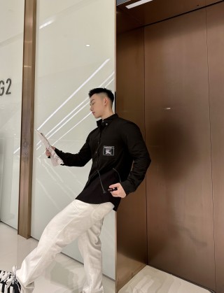 Black Long-Sleeve Button-Up Shirt view 7