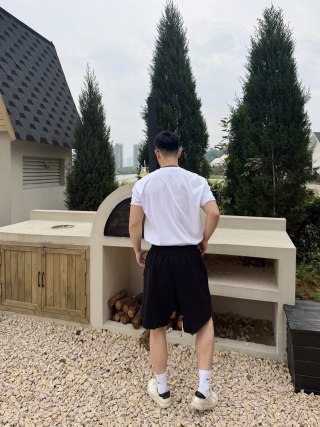 Black Essential Shorts with Side Pocket Detail view 8