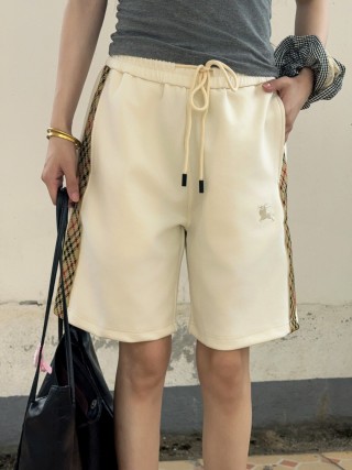 Burberry Cream Relaxed Fit Drawstring Shorts