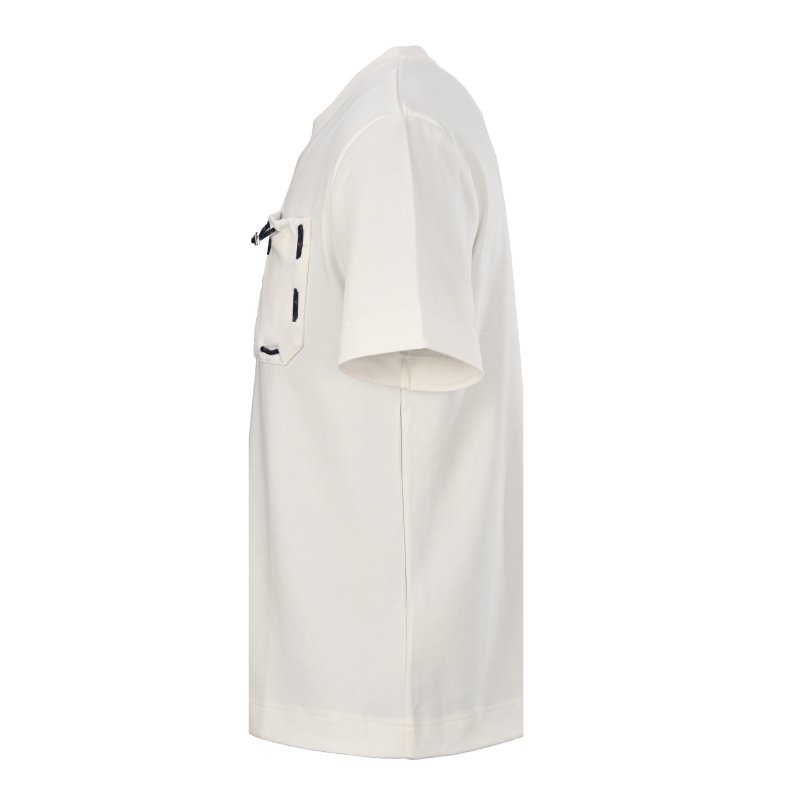 White Graphic Pocket T-Shirt with Embroidered Detail view