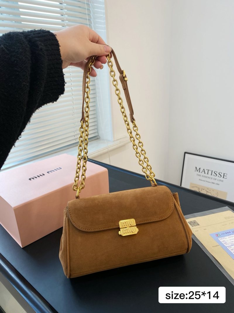 Miu Miu Caramel Suede Chain Shoulder Bag view