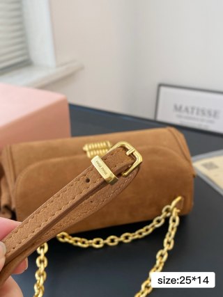 Miu Miu Caramel Suede Chain Shoulder Bag view 6