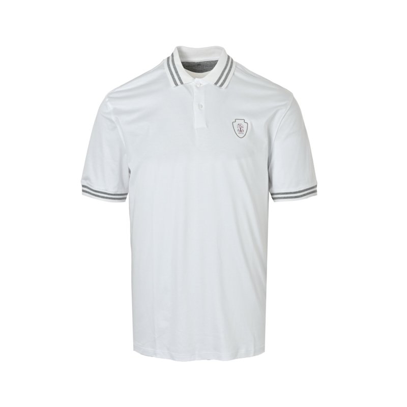 Burberry White Polo Shirt with Grey Striped Cuff view