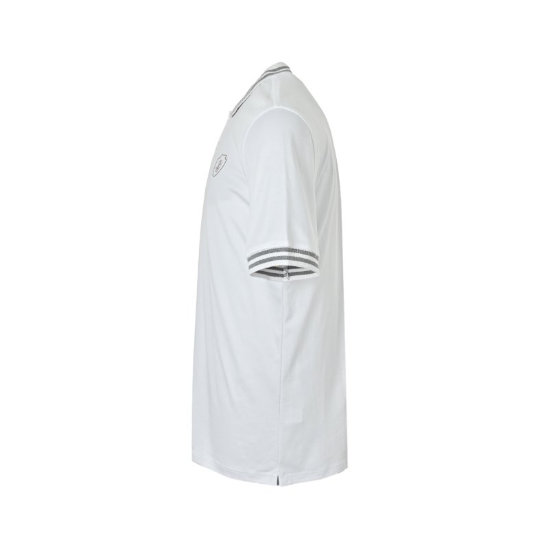 Burberry White Polo Shirt with Grey Striped Cuff view