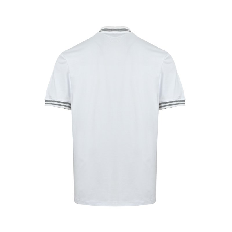 Burberry White Polo Shirt with Grey Striped Cuff view