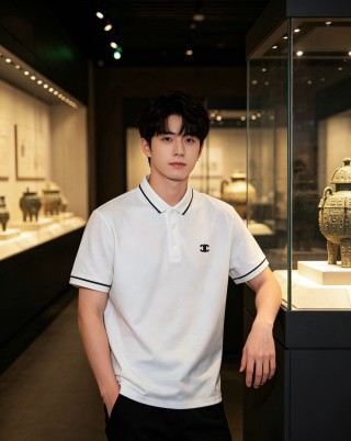 Chanel Cream Polo Shirt with Contrast Trim view 6