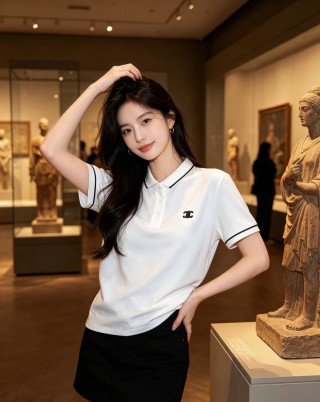 Chanel Cream Polo Shirt with Contrast Trim view 9