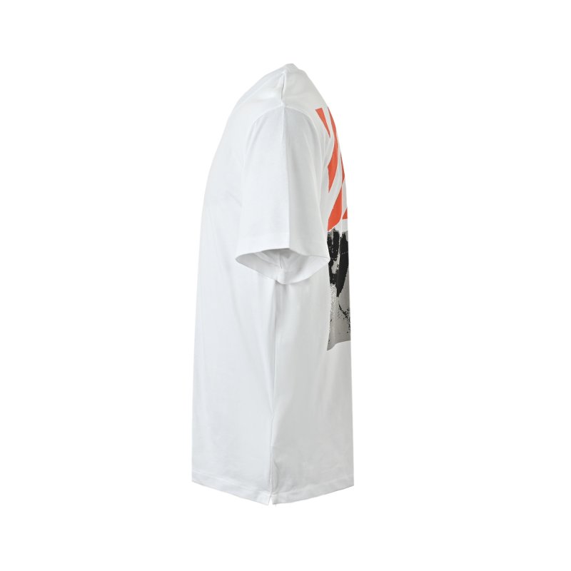 White Oversized Graphic T-Shirt with Red Stripe Detail view