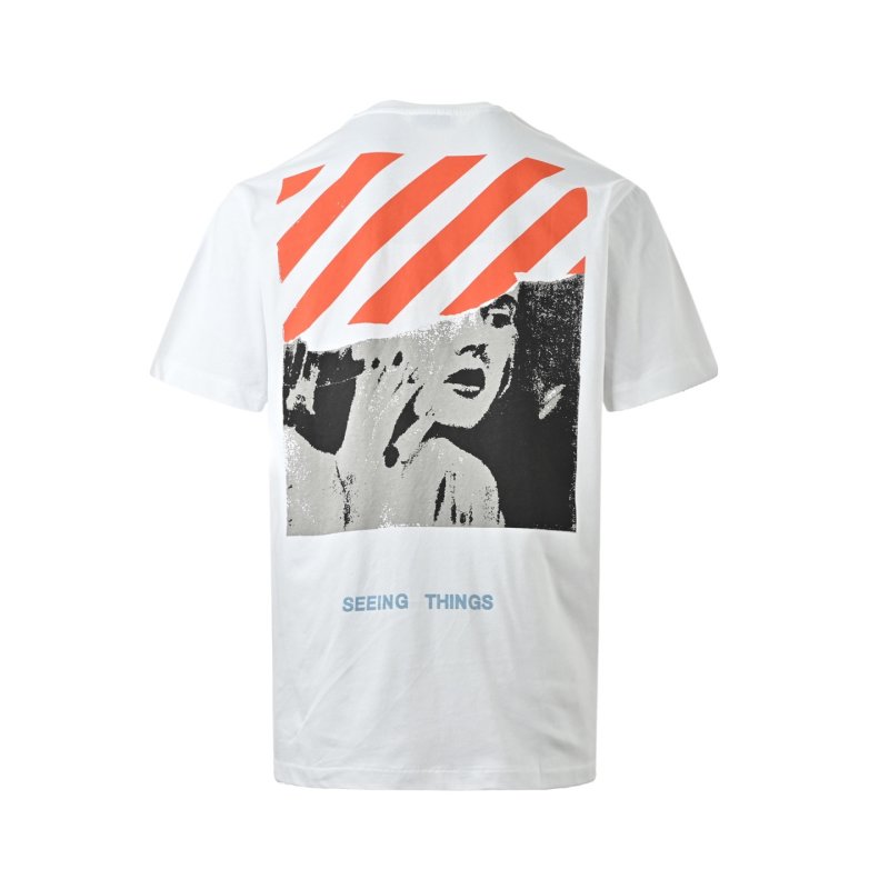 White Oversized Graphic T-Shirt with Red Stripe Detail view