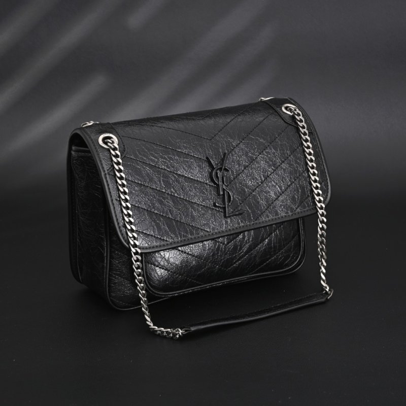 Saint Laurent Niki Black Leather Chain Shoulder Bag