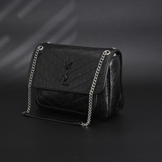 Saint Laurent Niki Black Leather Chain Shoulder Bag view 4