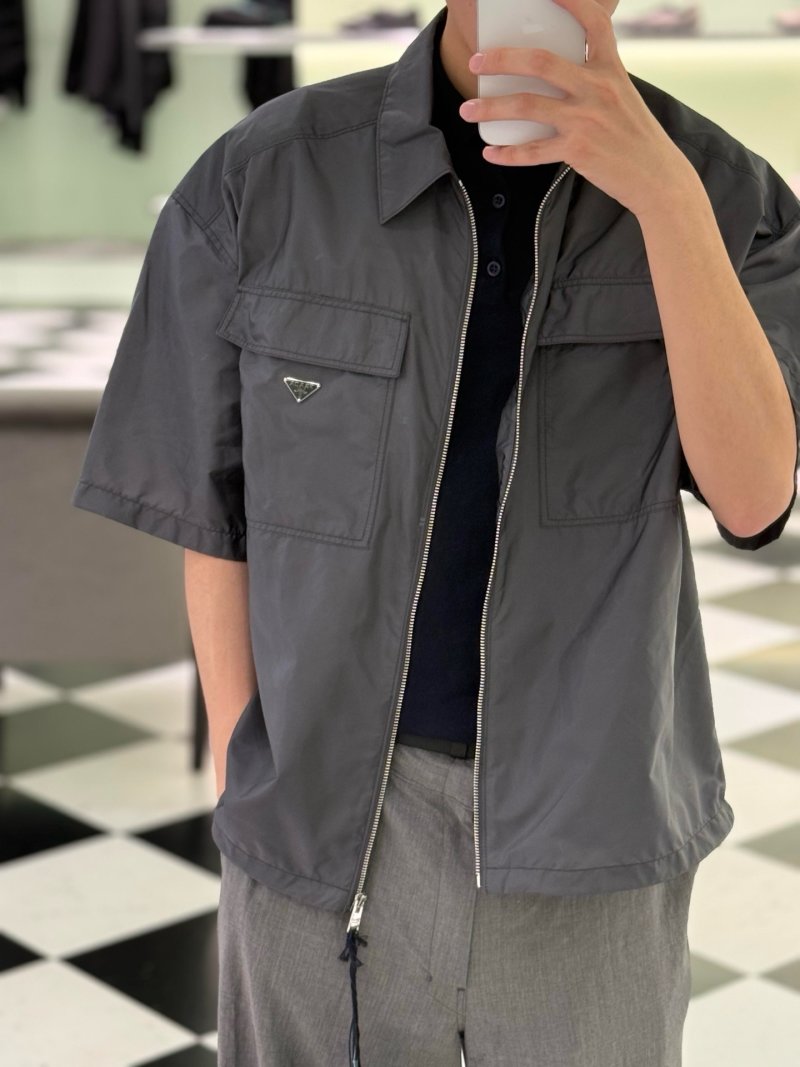 Prada Grey Short-Sleeve Utility Jacket