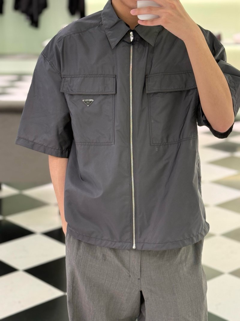 Prada Grey Short-Sleeve Utility Jacket view