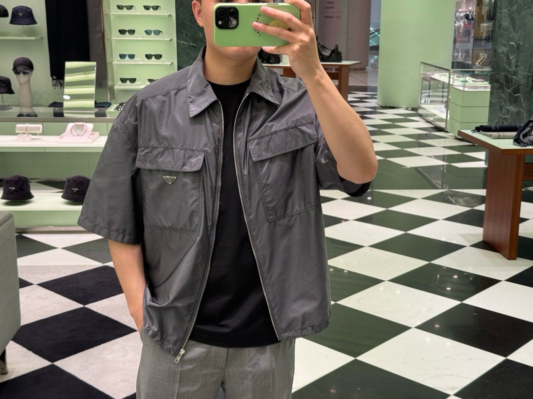Prada Grey Short-Sleeve Utility Jacket view