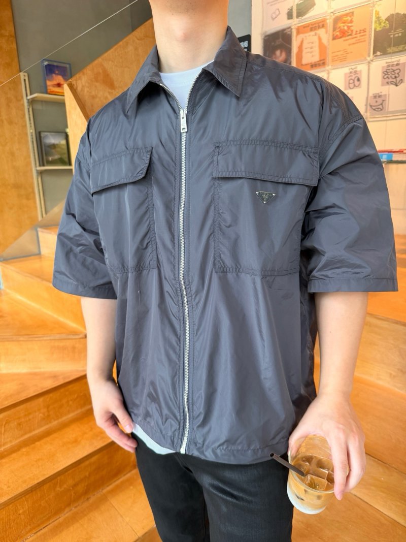 Prada Grey Short-Sleeve Utility Jacket view