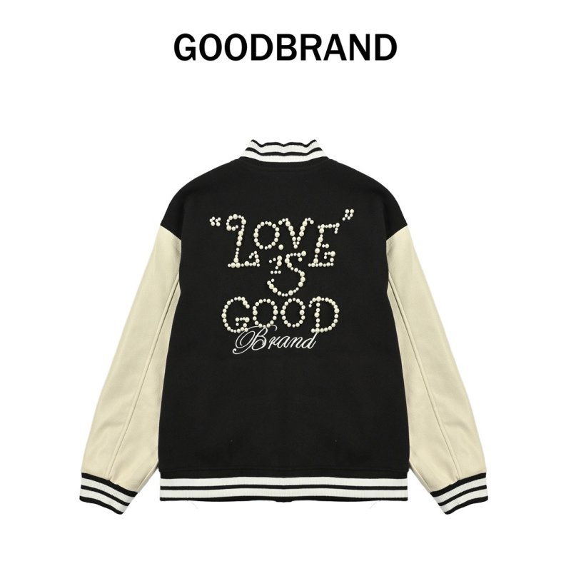 Love is Good Black & White Varsity Bomber Jacket view