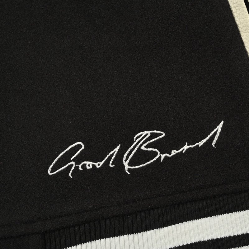 Love is Good Black & White Varsity Bomber Jacket view