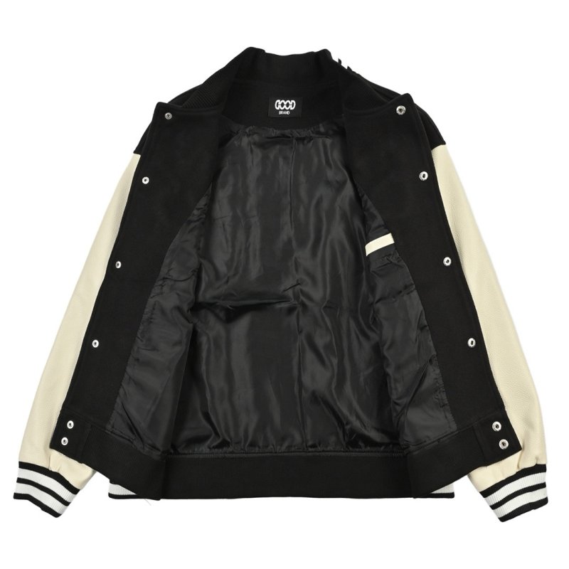 Love is Good Black & White Varsity Bomber Jacket view