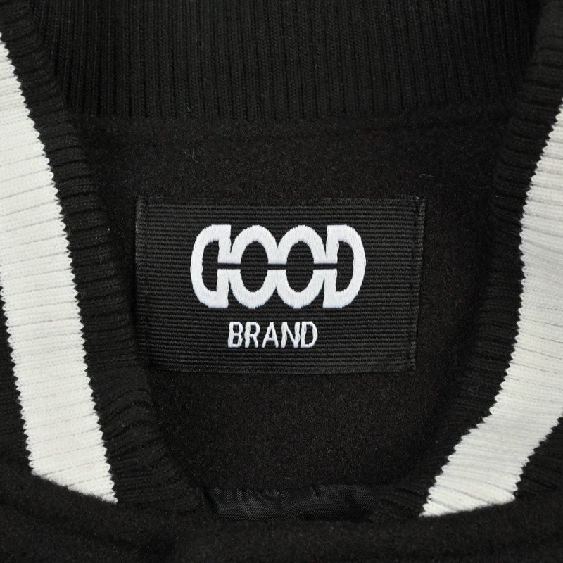 Love is Good Black & White Varsity Bomber Jacket view
