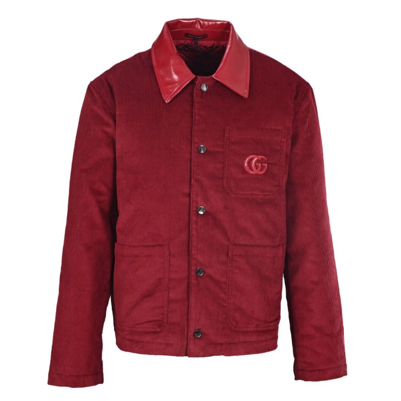 Gucci Embroidered Corduroy Jacket Wine Red