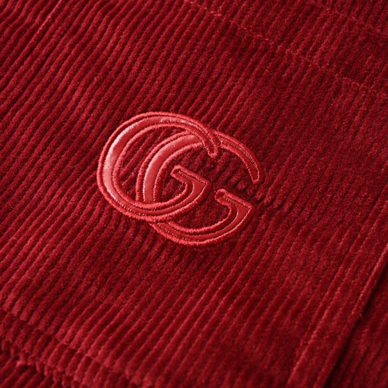 Gucci Embroidered Corduroy Jacket Wine Red view