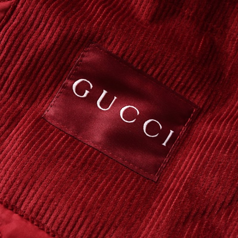 Gucci Embroidered Corduroy Jacket Wine Red view