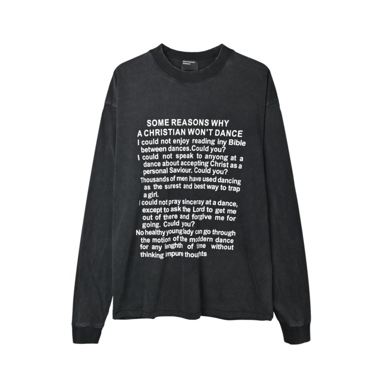 Black Oversized Graphic Text Long Sleeve T-Shirt view