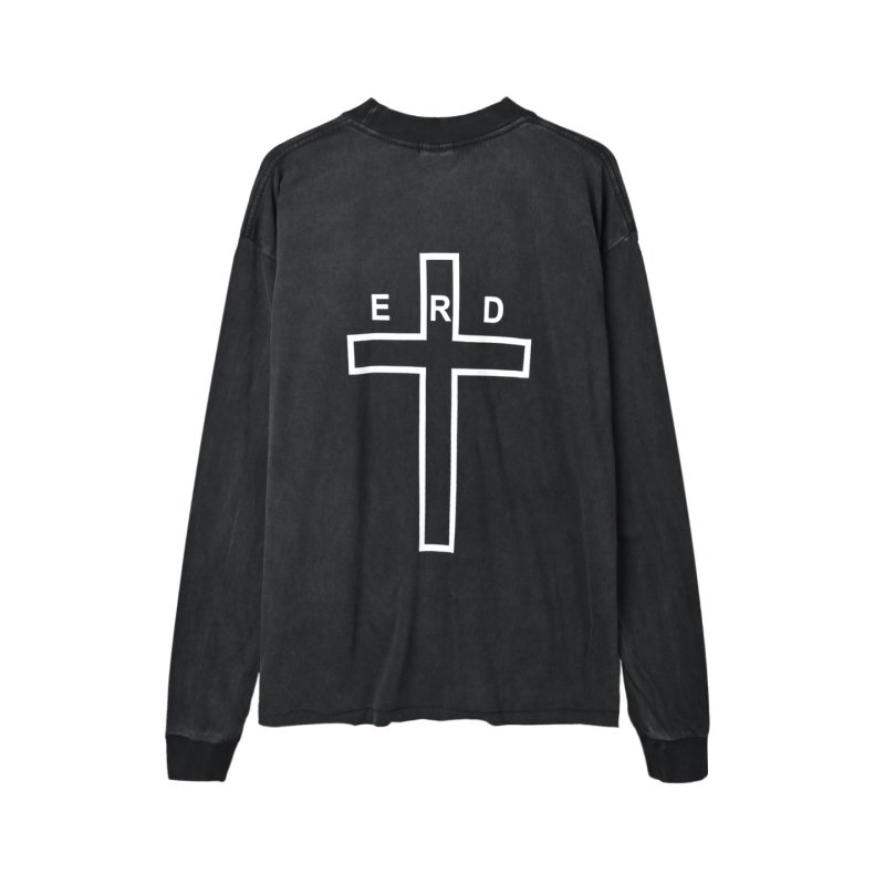 Black Oversized Graphic Text Long Sleeve T-Shirt view