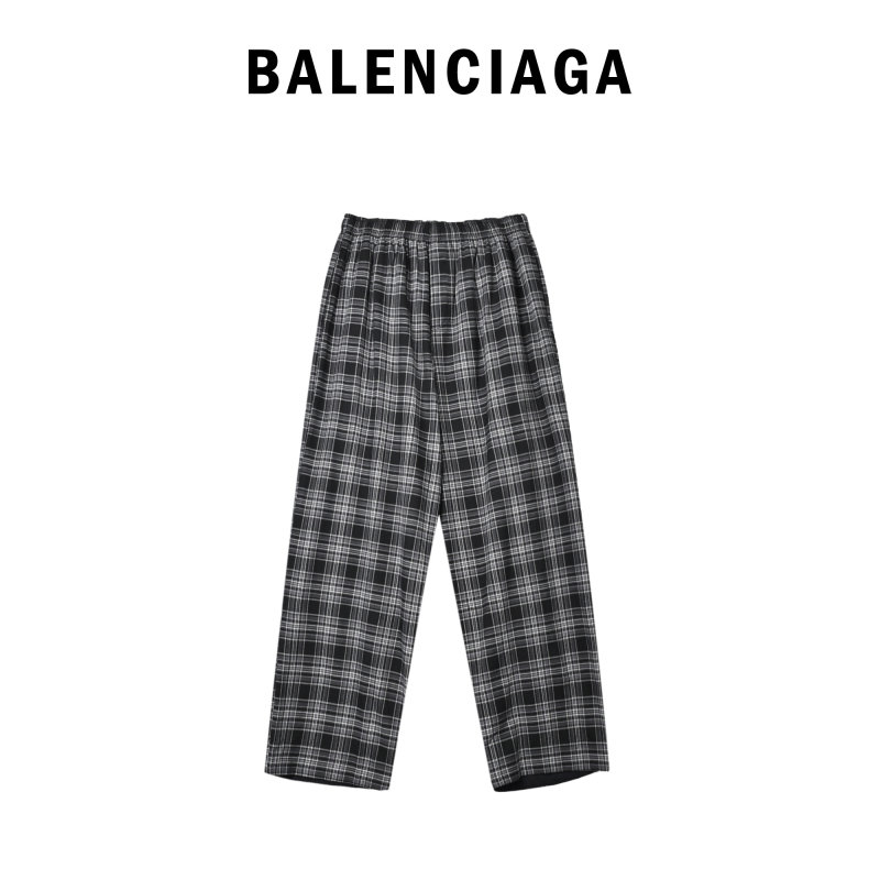 Black & Grey Plaid Wide-Leg Pants view