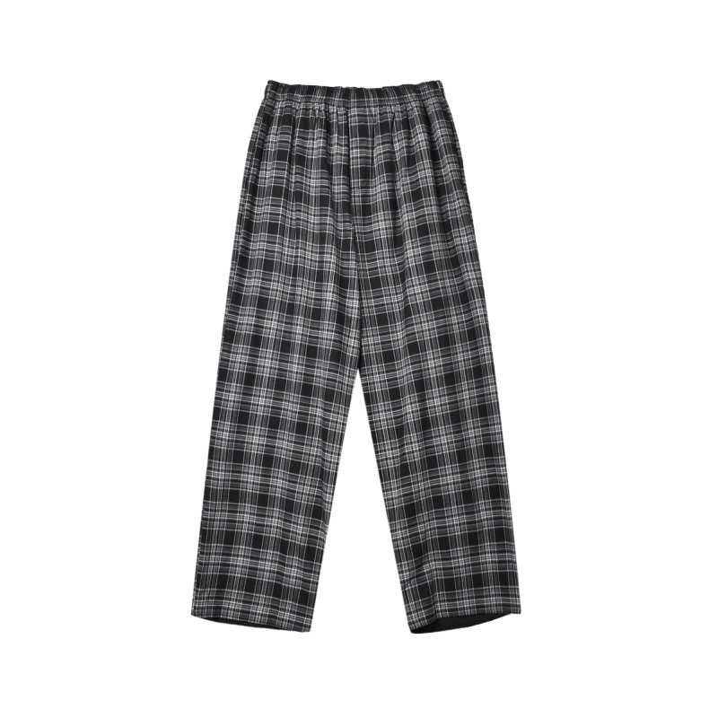 Black & Grey Plaid Wide-Leg Pants view