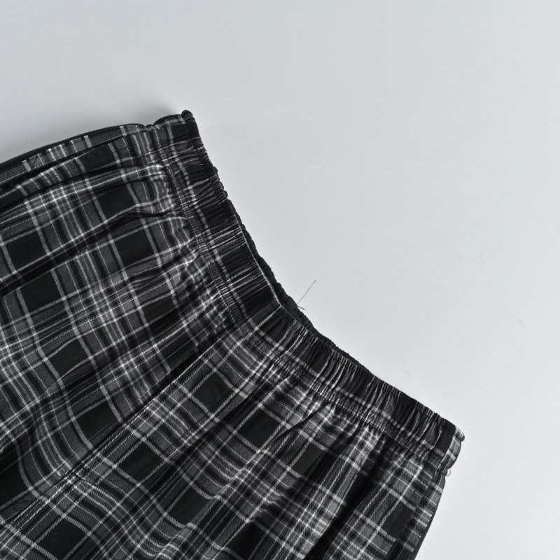 Black & Grey Plaid Wide-Leg Pants view