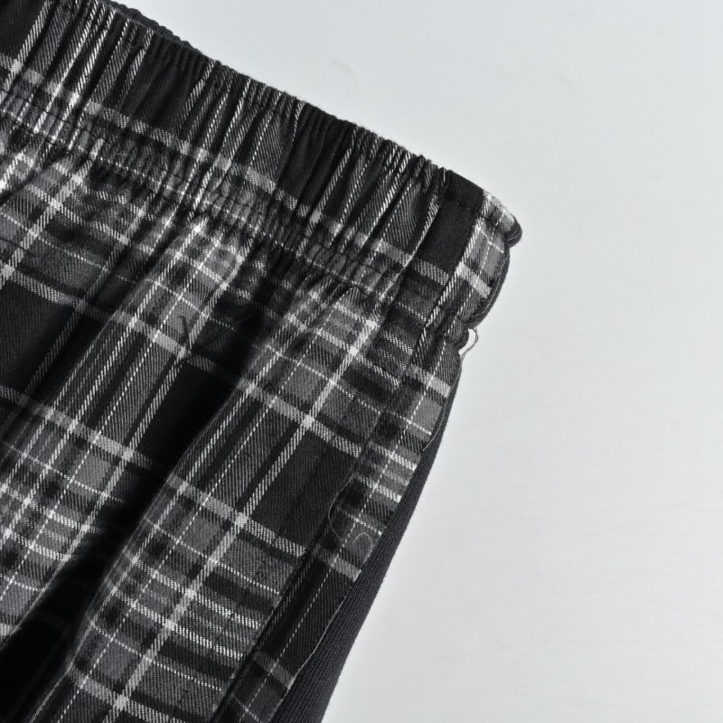 Black & Grey Plaid Wide-Leg Pants view