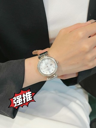 Omega DeVille Butterfly Diamond Bezel Steel Watch Silver