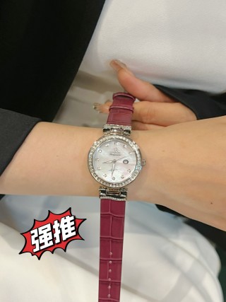 Omega DeVille Butterfly Diamond Bezel Steel Watch Silver view 4
