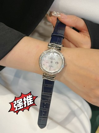 Omega DeVille Butterfly Diamond Bezel Steel Watch Silver view 5